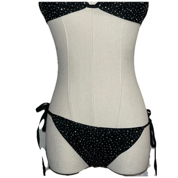Oneheekini Cheeky Bikini String Swimsuits with Rhinestones, One Size, Black - Picture 4 of 16